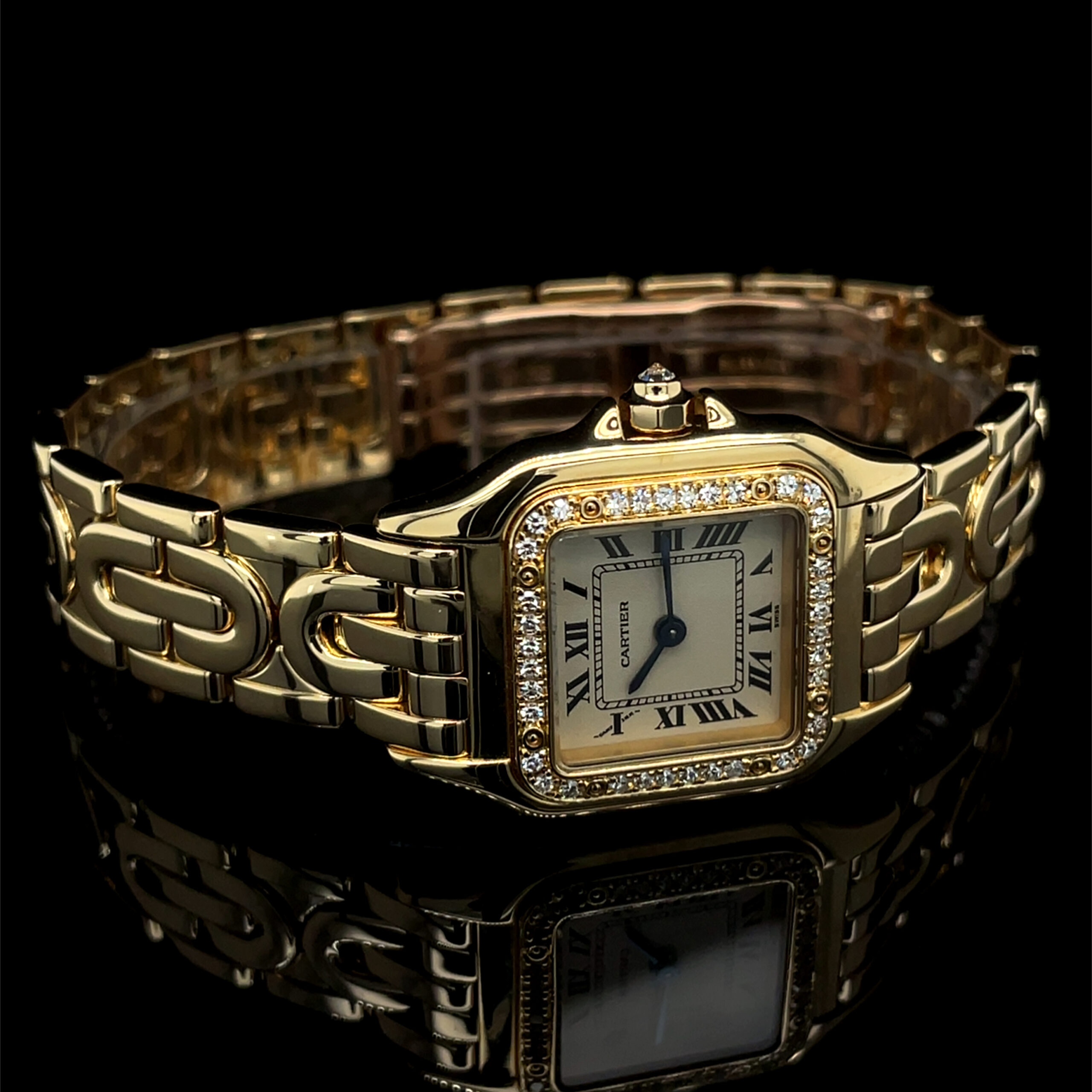 cartier panthere art deco 18k factory diamonds